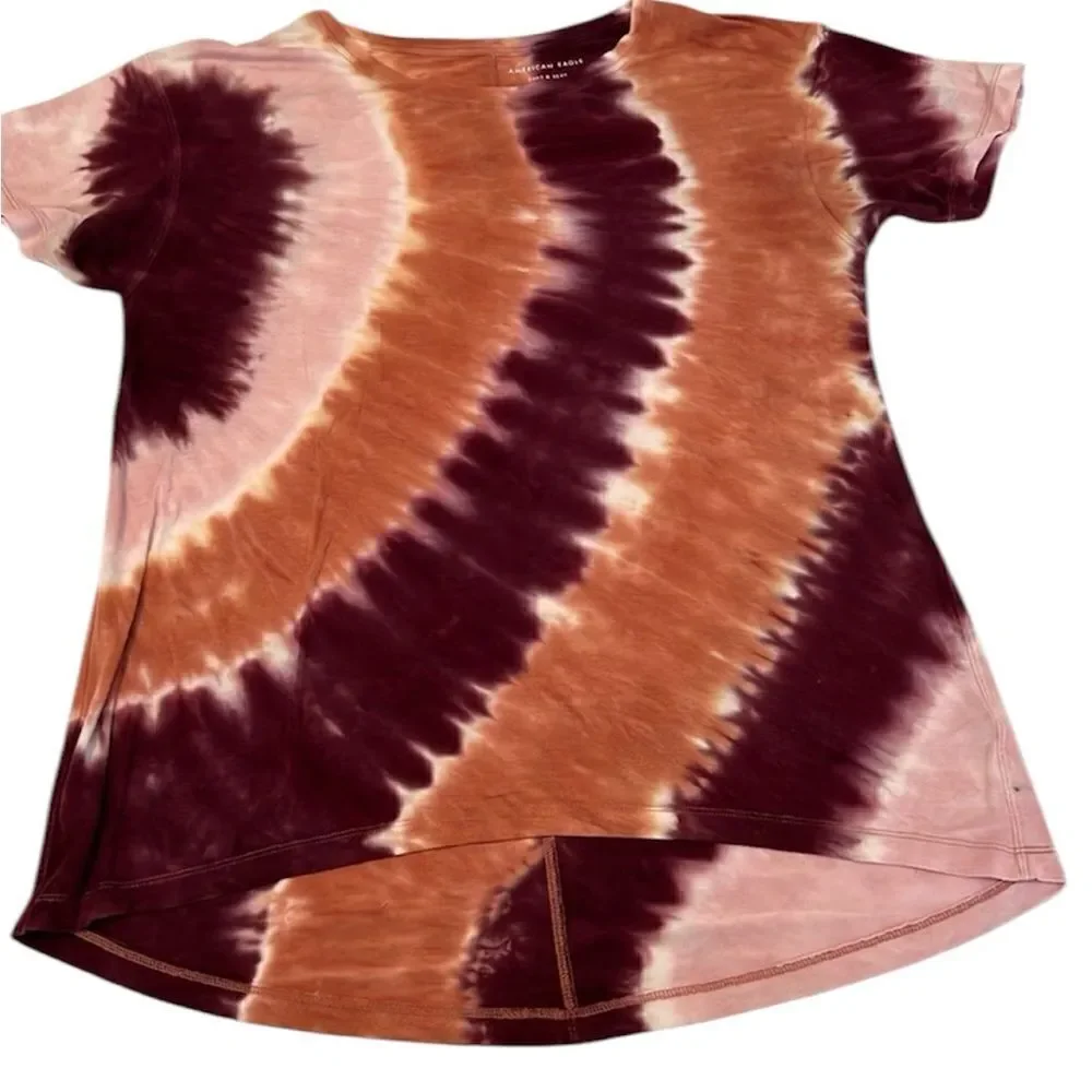 American Eagle size S short sleeve tie dye tunic longer in back EUC
